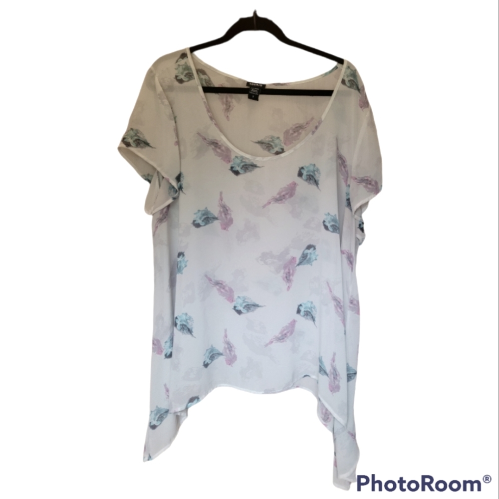 Torrid, blouse, 2X, sheer, short sleeve